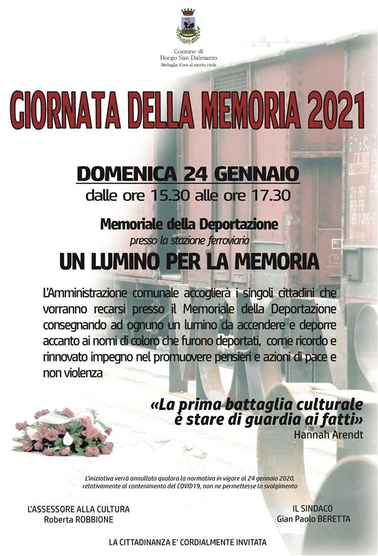 Locandina Giornata della Memoria 2021