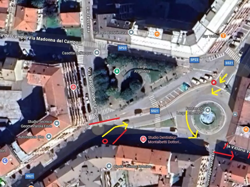 La zona interessata dai lavori