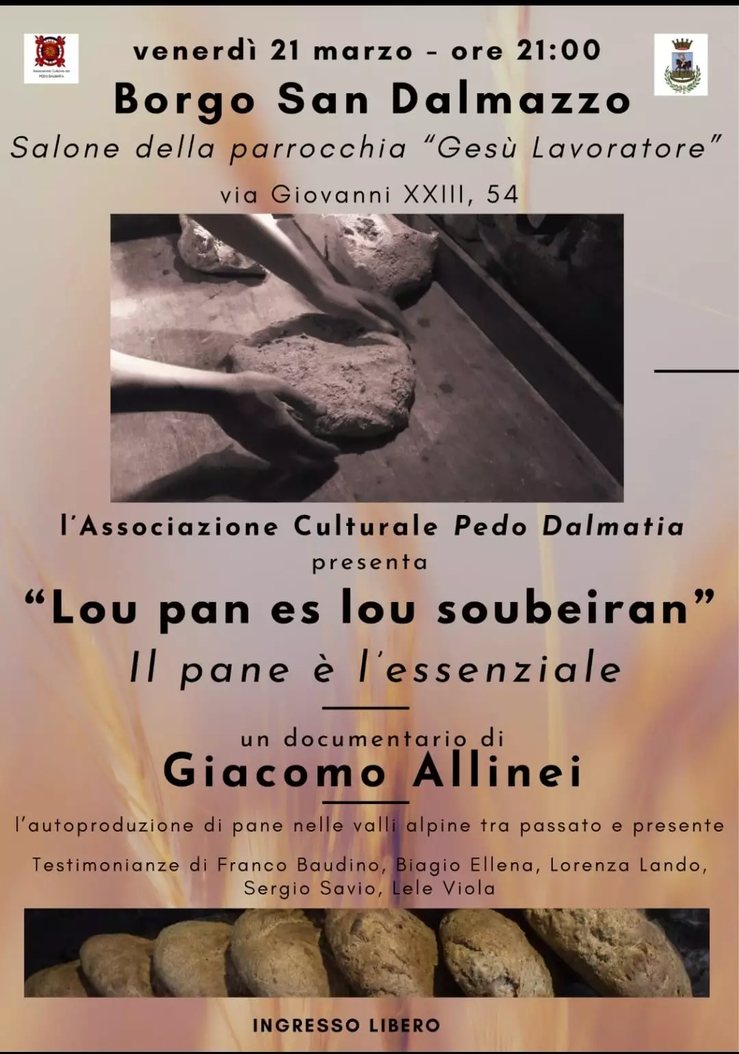 La locandina della serata organizzata da Pedo Dalmatia