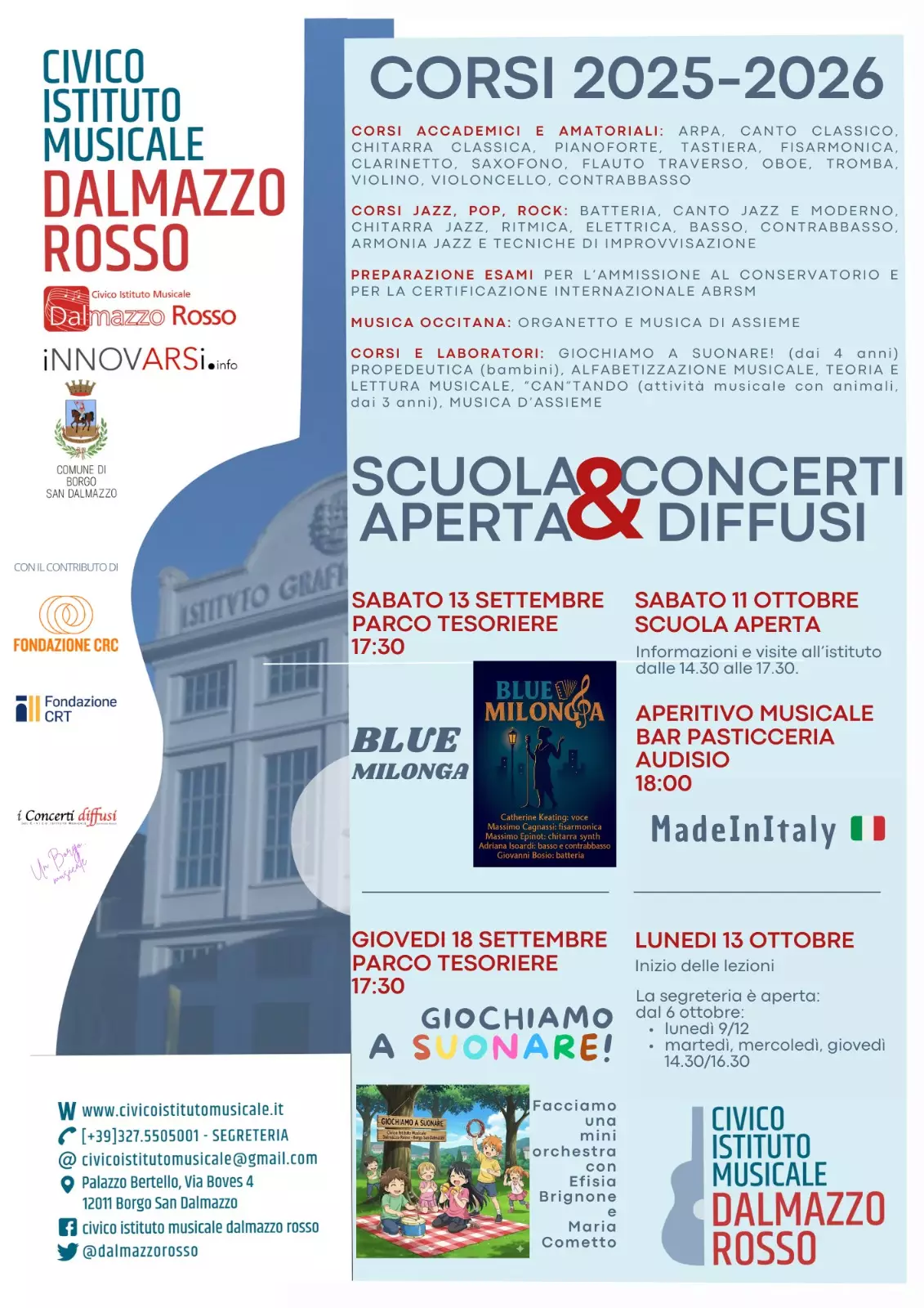La locandina del Civico Istituto Musicale Dalmazzo Rosso