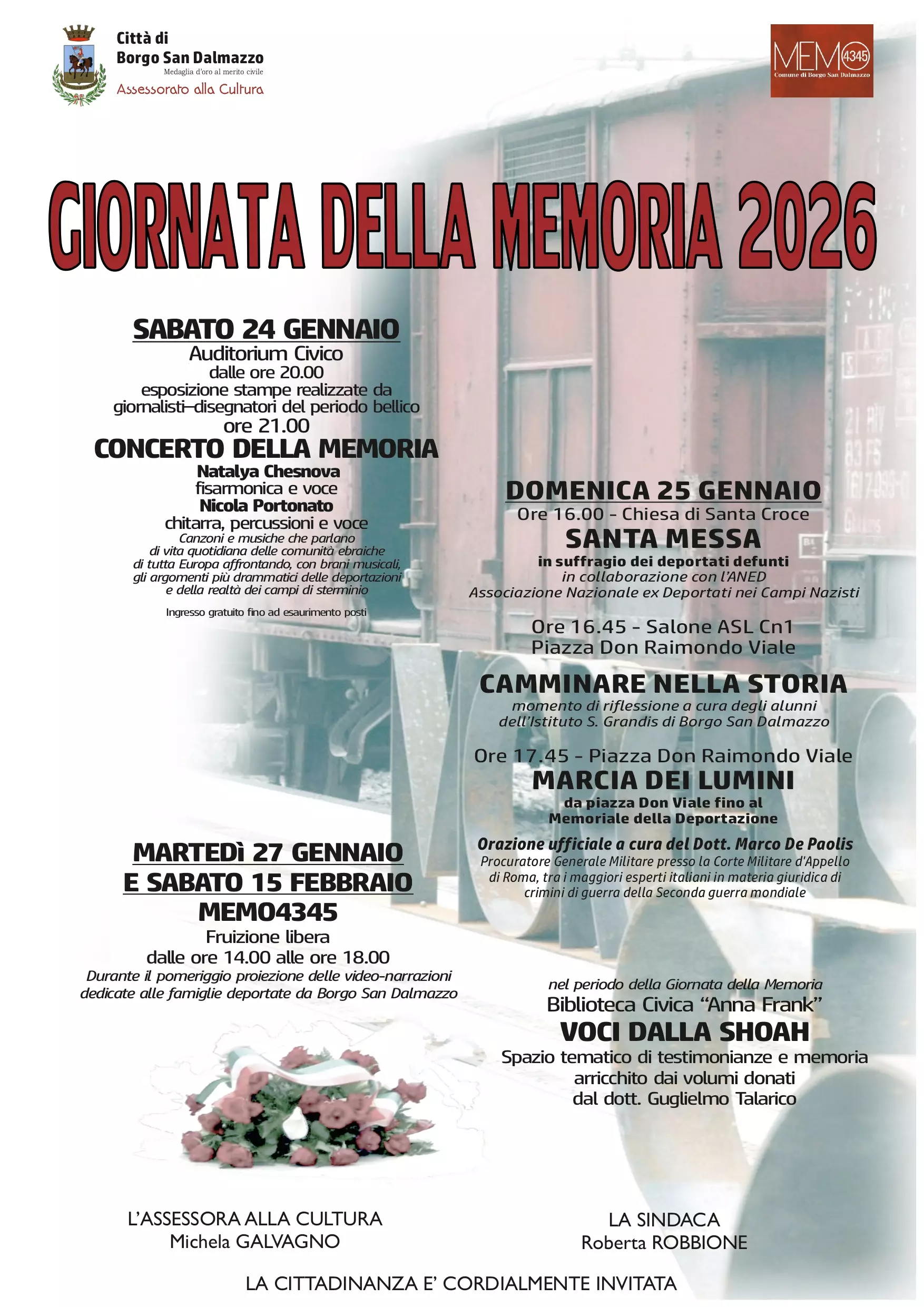 Giornata della Memoria 2026 – Il programma delle iniziative a Borgo San Dalmazzo