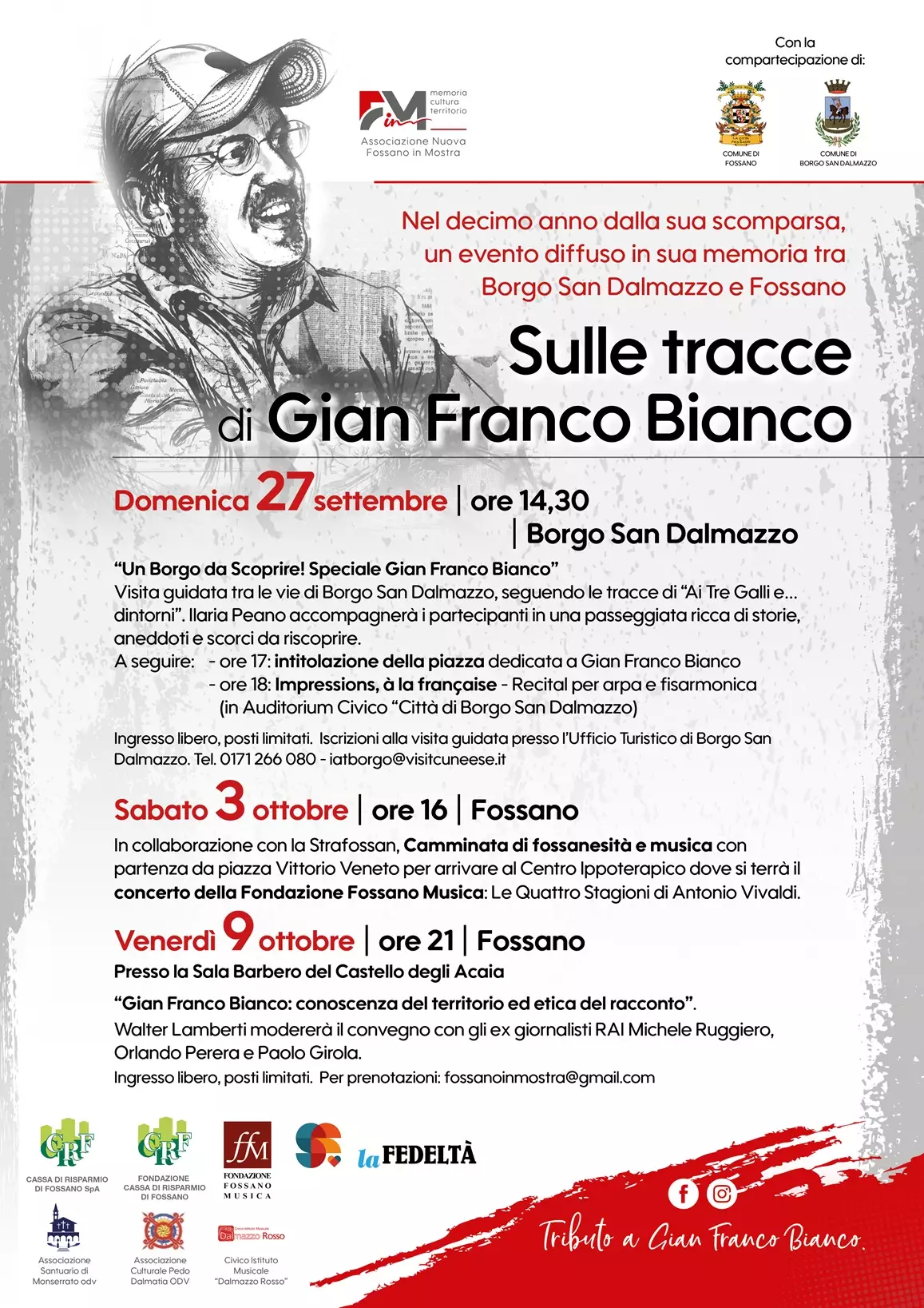 La locandina dell'iniziativa in ricordo di Gianfranco Bianco